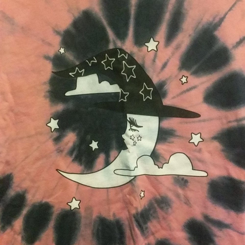 Blue and pink tie dye, moon print t-shirt - Picture 2 of 4